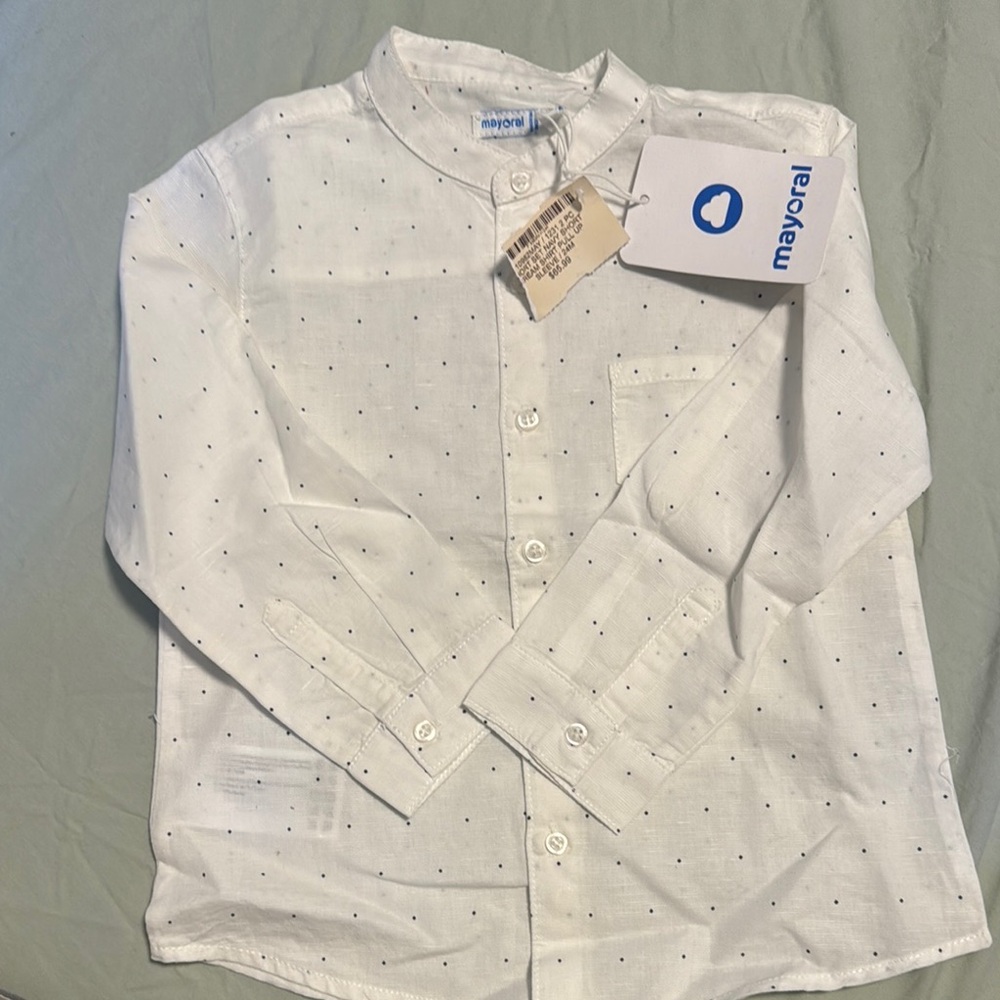 Boys Mayoral Button-Up Shirt with Dotted Pattern NWT